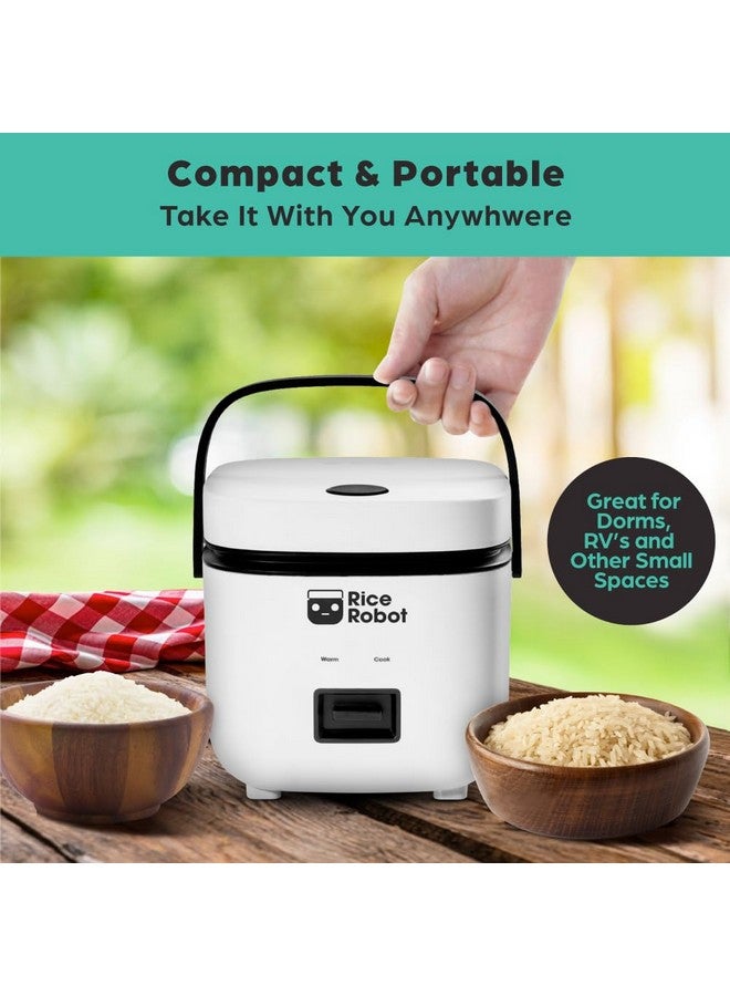 Emson Rice Robot Personal Rice Cooker, PFAS-free, Nonstick. 1 Quart Capacity, with Stainless Steel Steamer Tray, Measuring Cups, Recipe Book with 60 Recipes, and Serving Spoon, As Seen On TV - Image 4