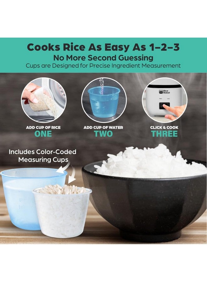 Emson Rice Robot Personal Rice Cooker, PFAS-free, Nonstick. 1 Quart Capacity, with Stainless Steel Steamer Tray, Measuring Cups, Recipe Book with 60 Recipes, and Serving Spoon, As Seen On TV - Image 2