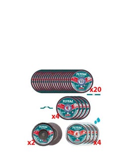 TOTAL Super Total Cutting and Grinding Disc Set - 30pcs 76mm (3") Metal, Wet Diamond & Flap Discs for Angle Grinders  - Image 2