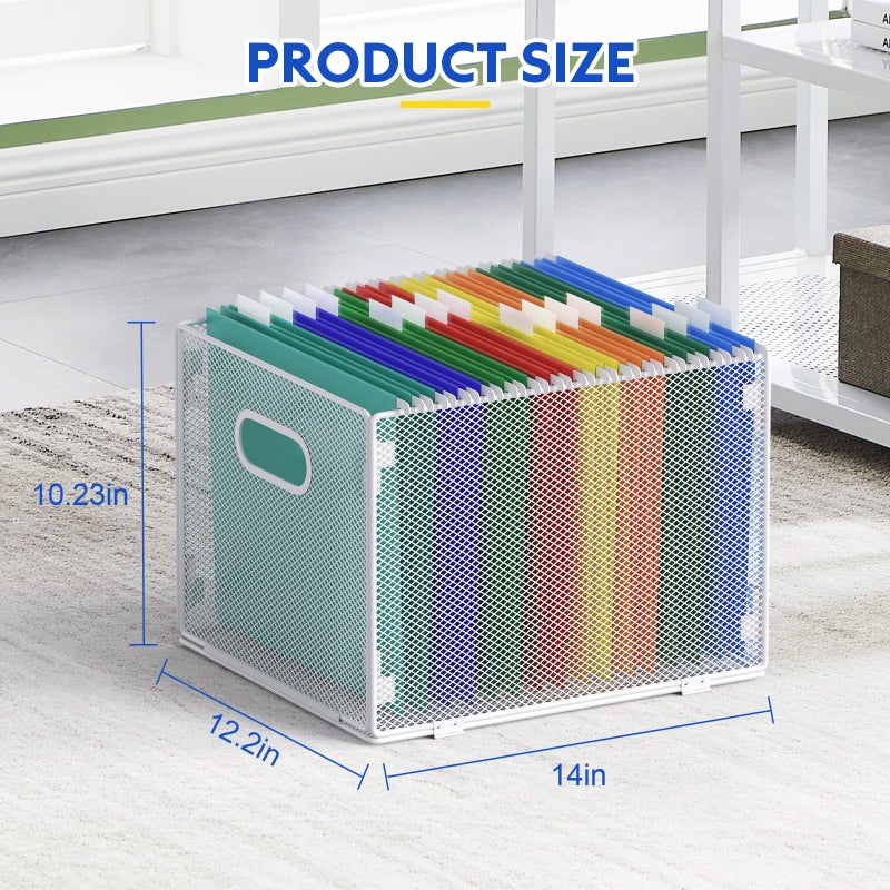 Samstar Hanging File Organizer, Mesh File Folder Organizer Crate Cabinet Inserts Storage Box, Letter Size,White - Image 3