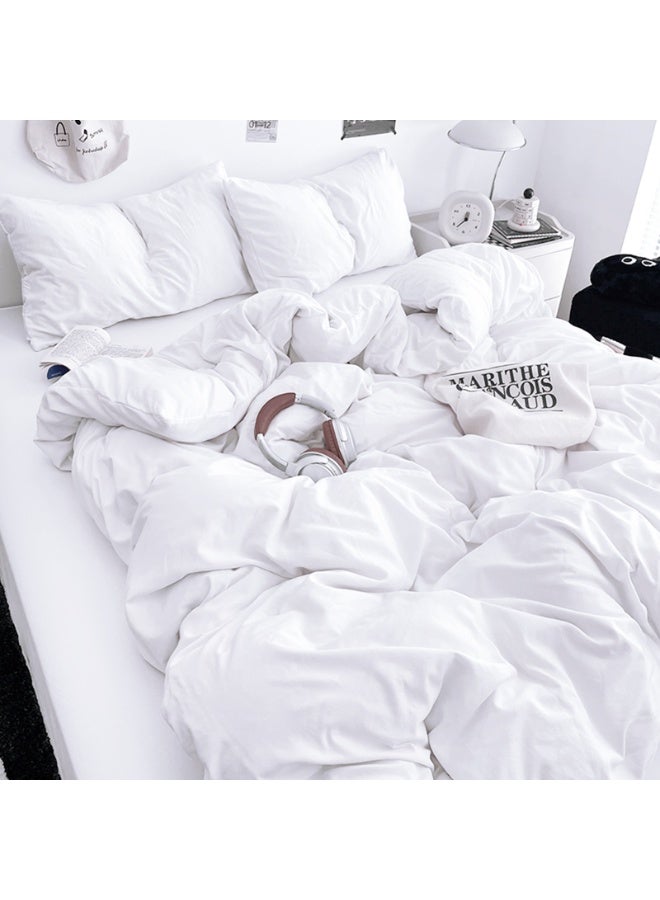 INFOSUN Duvet Cover Set King Size 4 Pcs, Include 1 Quilt Cover 220 x 240cm & 2 Pillow Cases 48 x 74cm & 1 Bedsheet 235 x 250cm, Super microfiber Soft Quality Cotton Blend Bedding Set, NO Comforter - Cloud White - Image 3