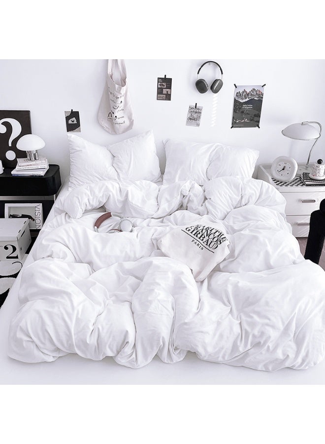 Duvet Cover Set King Size 4 Pcs, Include 1 Quilt Cover 220 x 240cm & 2 Pillow Cases 48 x 74cm & 1 Bedsheet 235 x 250cm, Super microfiber Soft Quality Cotton Blend Bedding Set, NO Comforter - Cloud White