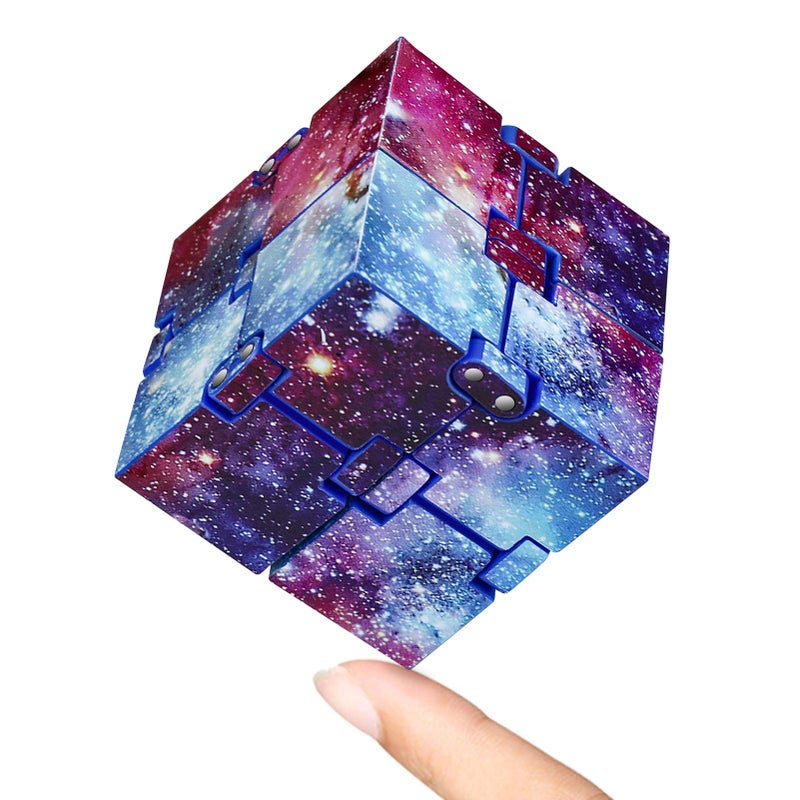 WUQID Infinitycube Fidget Toy Stress Relieving Fidgeting Game for Kids and AdultsCute PocketSized Unique Gadget for Anxiety Relief and Kill Time Starry Sky - Image 3