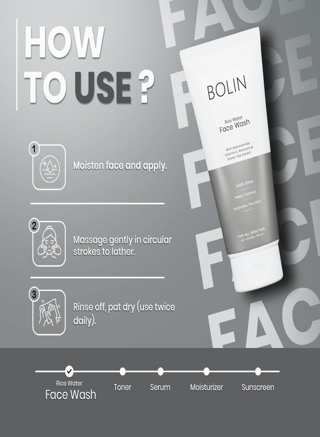 بولين غسول الوجه بماء الأرز من بولين، 150 مل | مع النياسيناميد، وفيتامين هـ، والصبار، ومستخلص الشاي الأخضر | يمنح البشرة إشراقة | ينظف بعمق | يرطب البشرة | مناسب لجميع أنواع البشرة. - Image 4