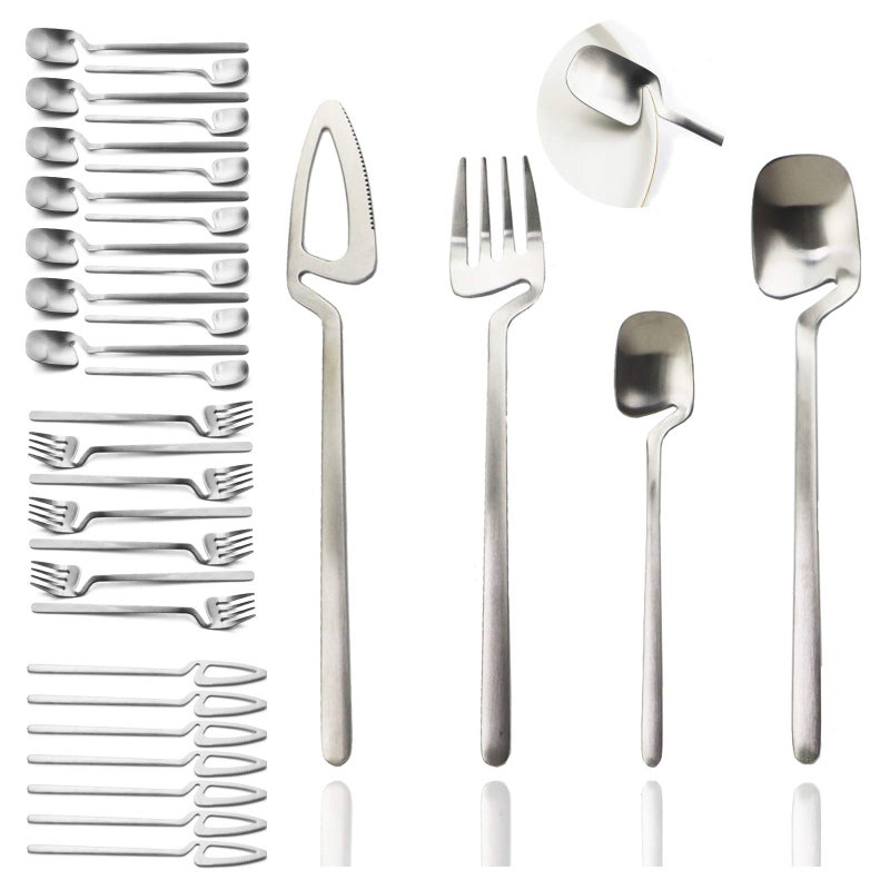 JASHII Flatware Set 32piece Silverware Set Matte Finished Cutlery Set Service for 8 Include KnifeForkSpoonCoffee spoon Dishwasher Safe Silver