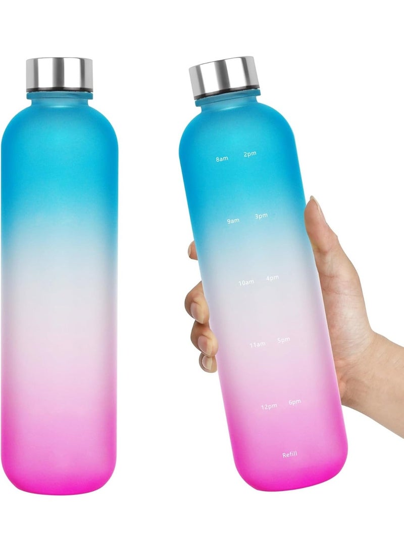 Happy Home 1000ml Motivational Sports Water Bottle with Time Marker – Leakproof & BPA-Free Reusable Drinking Bottle – Large Capacity Gym Water Bottle for Fitness, Outdoor, Travel, Yoga, Office and School – Multicolor - Image 1