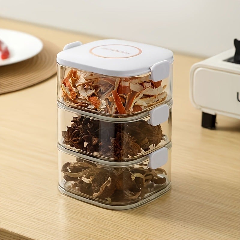 Stackable Airtight Spice Containers with Lids - PET Kitchen Storage Canisters for Herbs, Seasonings, and Spices - Multi-Purpose Detachable Organizer Set. Faridabio - Image 1