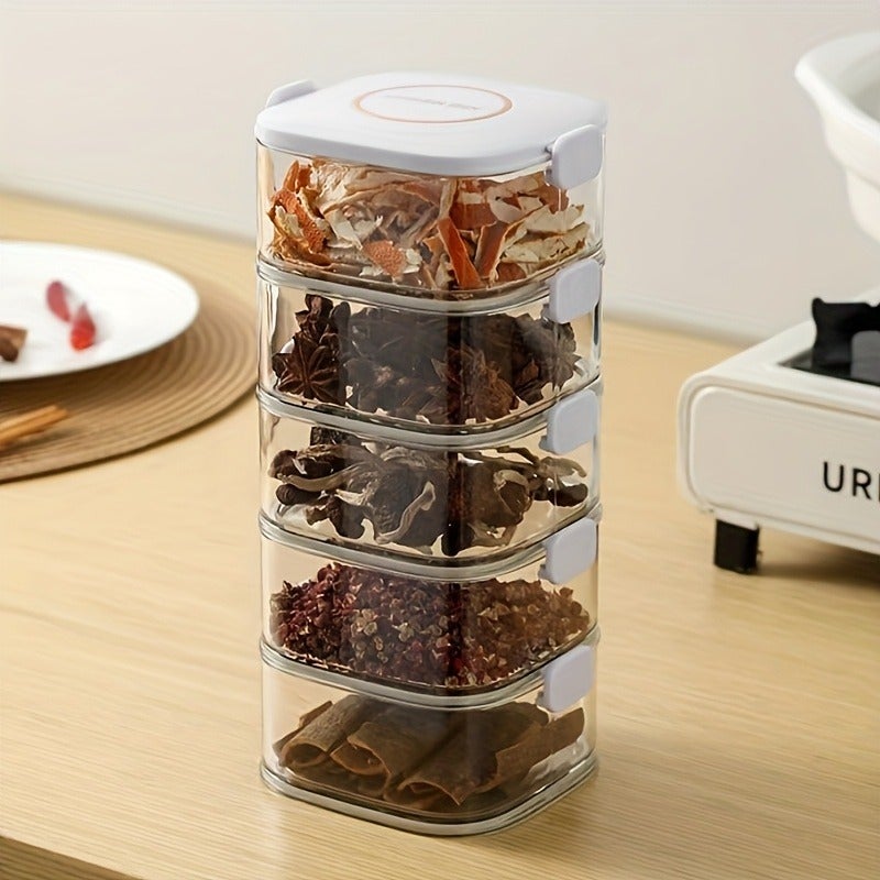 Stackable Airtight Spice Containers with Lids - PET Kitchen Storage Canisters for Herbs, Seasonings, and Spices - Multi-Purpose Detachable Organizer Set. Faridabio - Image 3