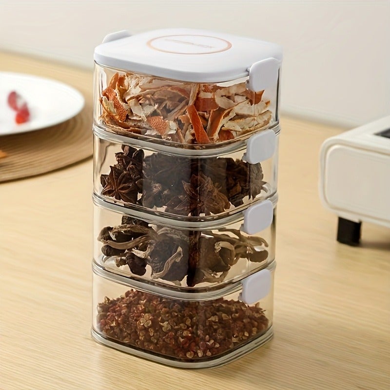 Stackable Airtight Spice Containers with Lids - PET Kitchen Storage Canisters for Herbs, Seasonings, and Spices - Multi-Purpose Detachable Organizer Set. Faridabio - Image 2