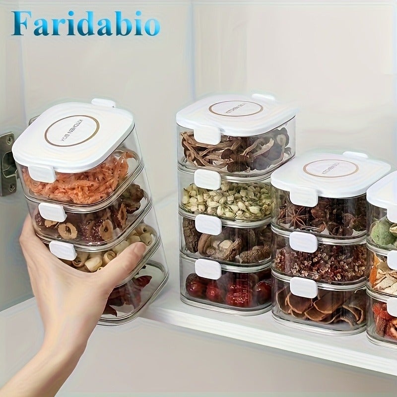 Stackable Airtight Spice Containers with Lids - PET Kitchen Storage Canisters for Herbs, Seasonings, and Spices - Multi-Purpose Detachable Organizer Set. Faridabio - Image 4