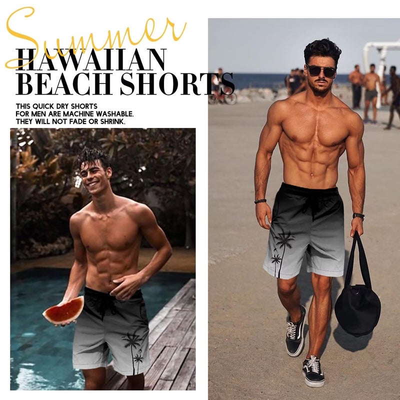 Lzzidou Men's Swim Trunks Hawaiian Bathing Mesh Lining Suit Swimsuits Beach Shorts with Pockets - Image 5