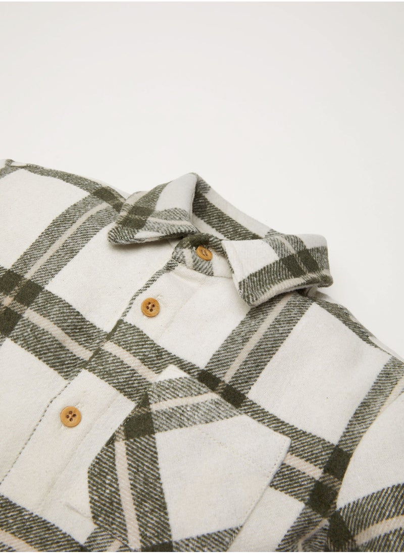 DeFacto Shirt Collar Flannel Long Sleeve Plaid Shirt With Pockets  - Image 3