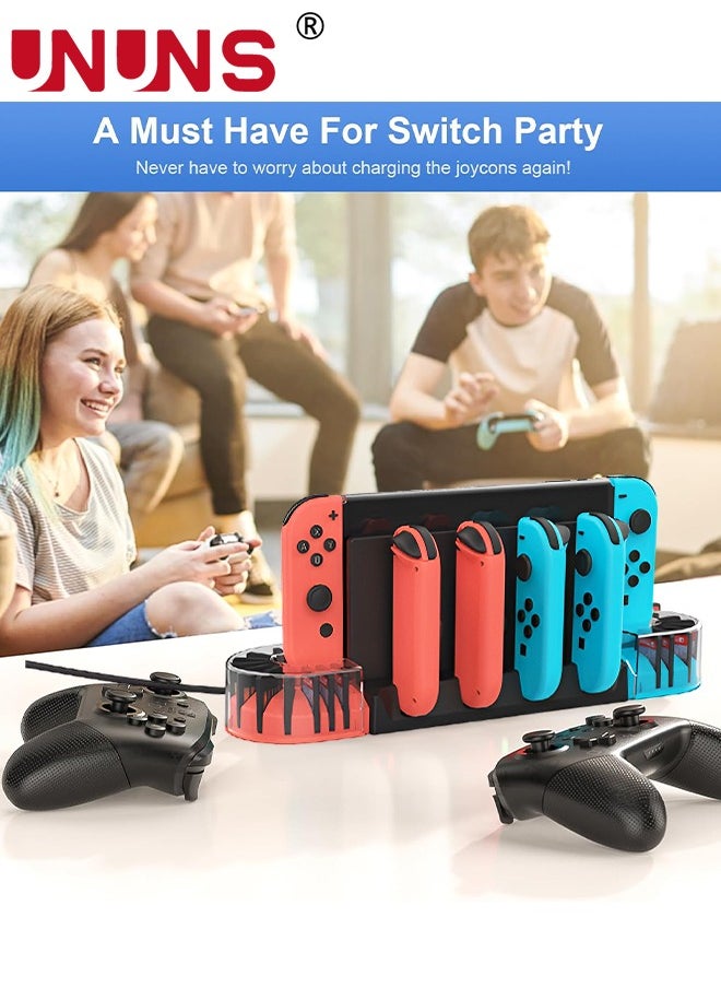 UNUNS - Switch Controller Charging Dock Station For 4 Joy-Cons/20 Game Storage,Switch Charger Dock With 2 Extended OTG Adapter,Switch Charging Stand Station For Nintendo Switch/Switch OLED/Joycons - Image 1