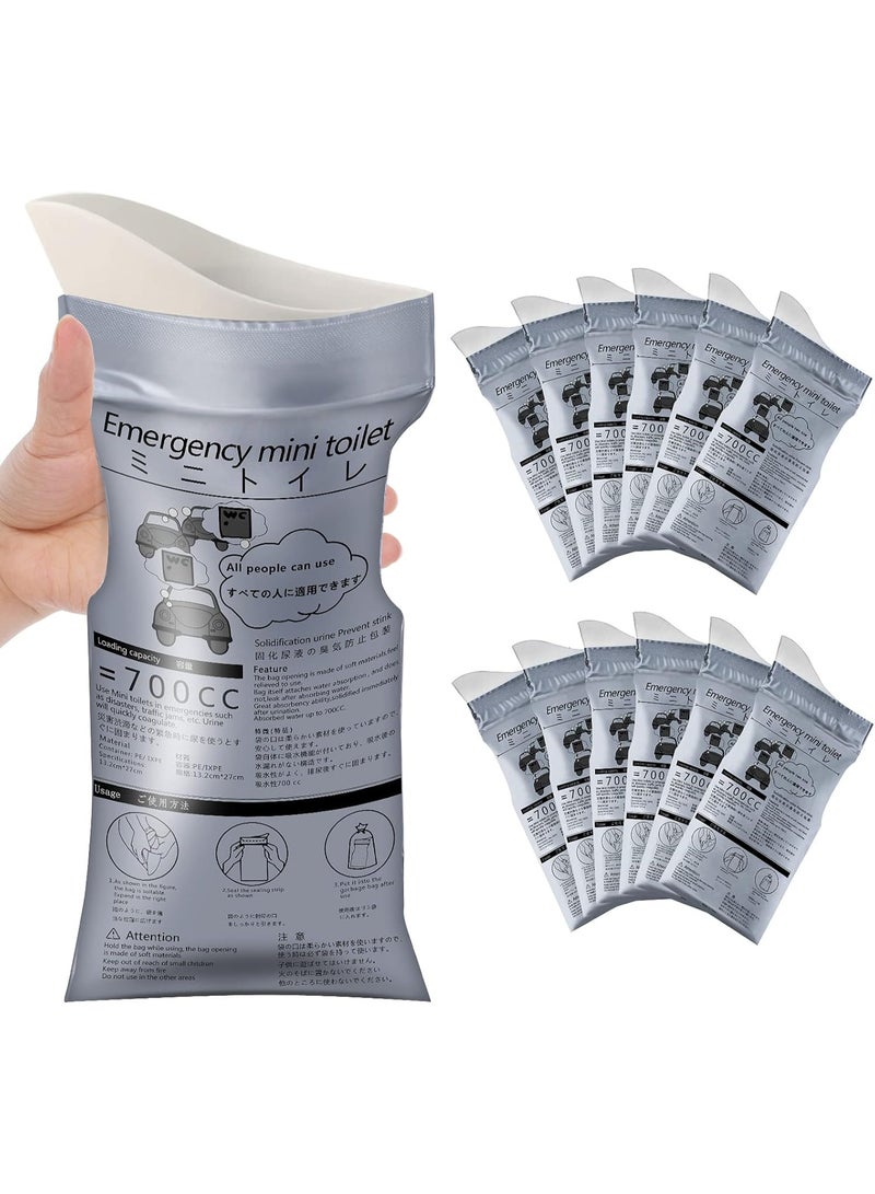 Sunspire 12 Pack Disposable Urine Bags, 700ML Large Capacity Camping Pee Bags, Unisex Urinals Vomit Bags for Travel Urinal Toilet Traffic Jam Emergency Portable Toilet Bee Bag for Men Women Kids Patient - Image 1