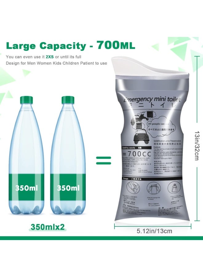 Sunspire 12 Pack Disposable Urine Bags, 700ML Large Capacity Camping Pee Bags, Unisex Urinals Vomit Bags for Travel Urinal Toilet Traffic Jam Emergency Portable Toilet Bee Bag for Men Women Kids Patient - Image 2