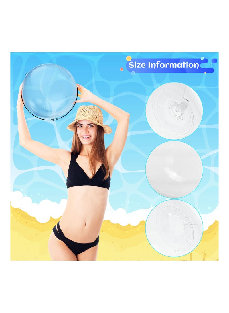 Beach Ball, 6PCS Inflatable Clear Beach Ball, Inflatable Clear Balloons, Transparent Swimming Pool Party Ball, for Summer Beach, Pool Water Beach Toys, Outdoor Summer Party Favors for Kids Adults - Image 4