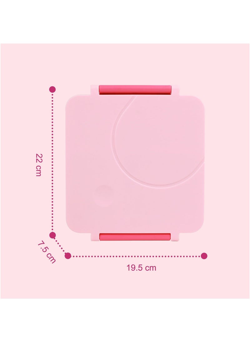 Al LIFE طقم صندوق غداء بنتو كبير سعة 1600 مل مع وعاء صلصة ستانلس ستيل بسعة 290 مل، أدوات مائدة وحقيبة - وردي، 3 في 1 قابل للتحويل - Image 2