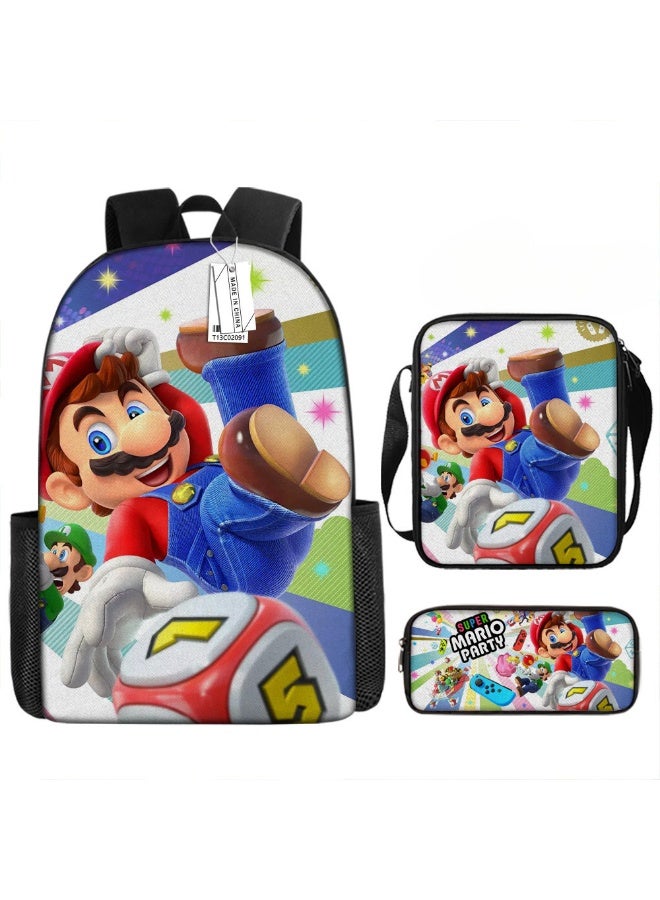 ماريو على ظهره مقلمة حقيبة ثلاثة قطعة دعوى الرجال والنساء الترفيه الرياضة حقيبة السفر طالب حقيبة المدرسة - Image 1