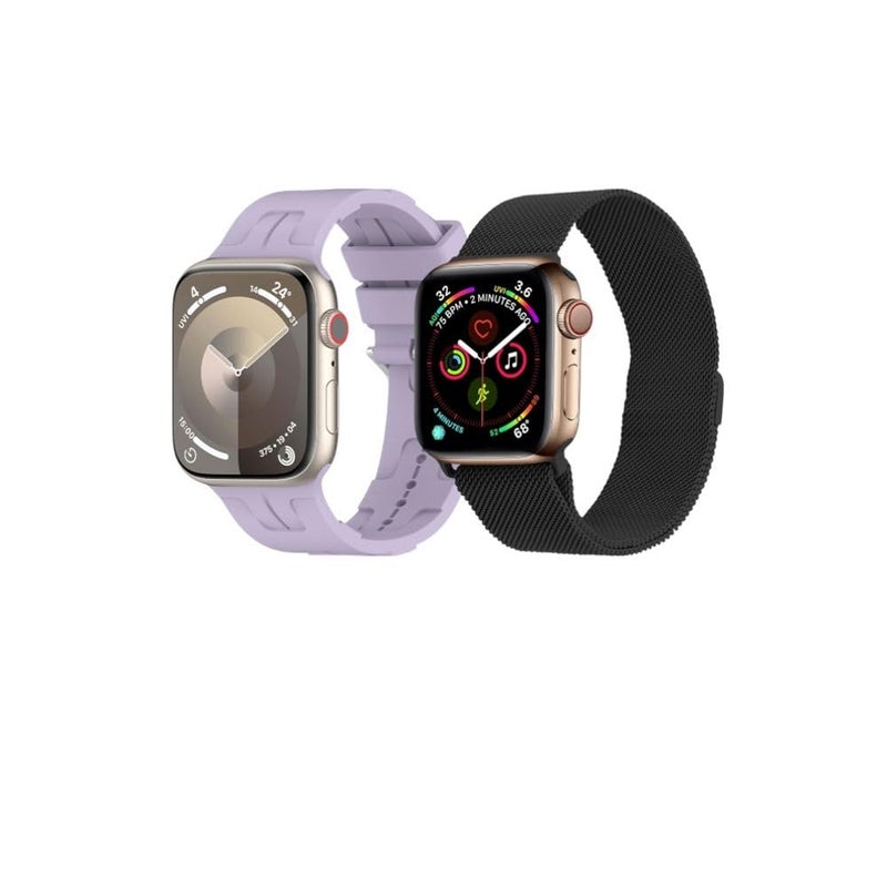BURAQ 2-Pack Sports Replacement Bands Compatible with Apple Watch 49/46/45/44/42mm – Series Ultra 2/Ultra/9/8/7/SE/6/5/4/3/2/1 – Model #0868 - Image 1
