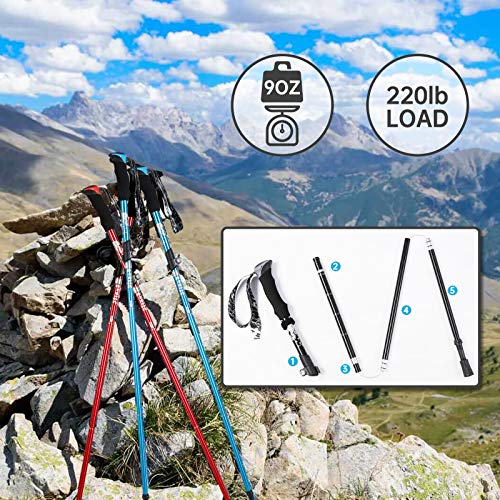 YOVITAL Trekking Poles Collapsible Hiking Poles - Aluminum 7075 Adjustable Hiking Walking Sticks with Quick Locks, Expandable to 53"and Ultralight Poles for Hiking Camping Mountains Walking（Set of 2） - Image 4