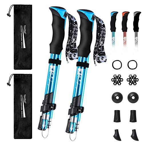 YOVITAL Trekking Poles Collapsible Hiking Poles - Aluminum 7075 Adjustable Hiking Walking Sticks with Quick Locks, Expandable to 53"and Ultralight Poles for Hiking Camping Mountains Walking（Set of 2） - Image 1