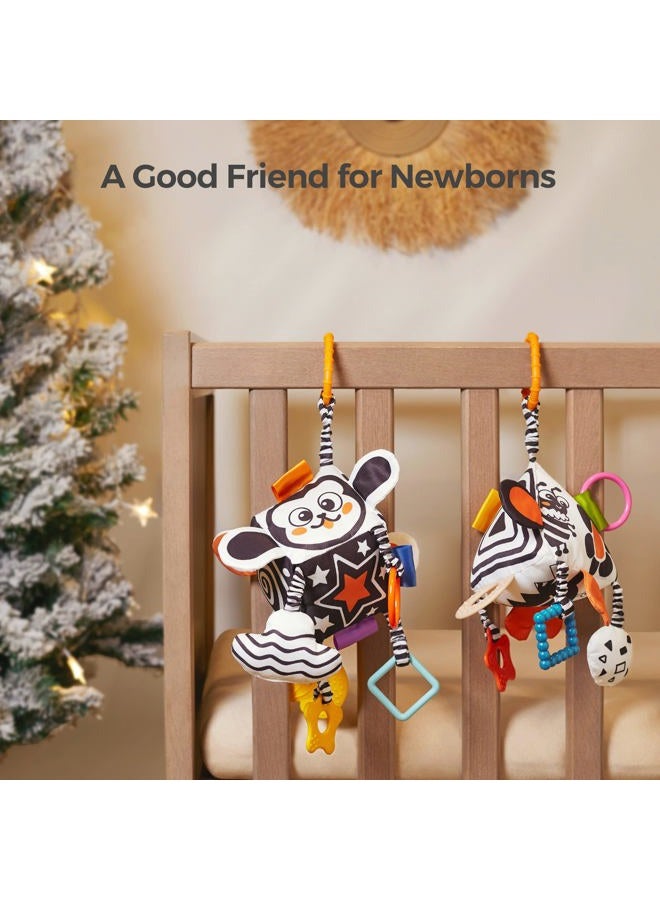 TUMAMA TUMAMA High Contrast Baby Toys, Black and White Infant Toys 0-3 Months for Newborn, Soft Sensory Rattles Toys with Teether for Toddlers  - Image 2