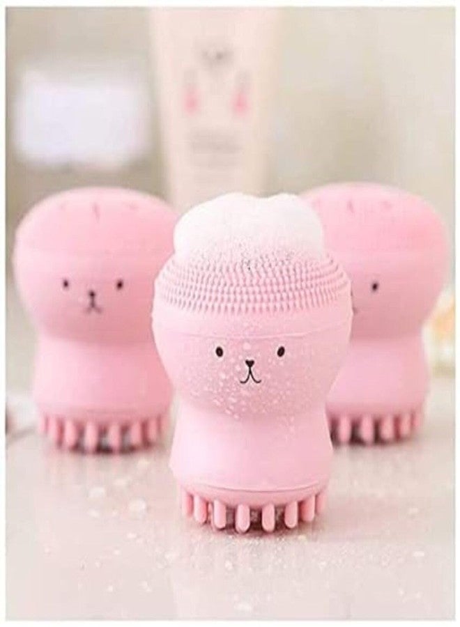 KITQO Facial Cleansing Brush, Silicone Octopus Shape Face Scrubber Jellyfish Exfoliating Pore Cleanser Massaging Grease Removal Exfoliator Wash Tool for Men Women Massage Blackhead Removing(pink) - Image 5