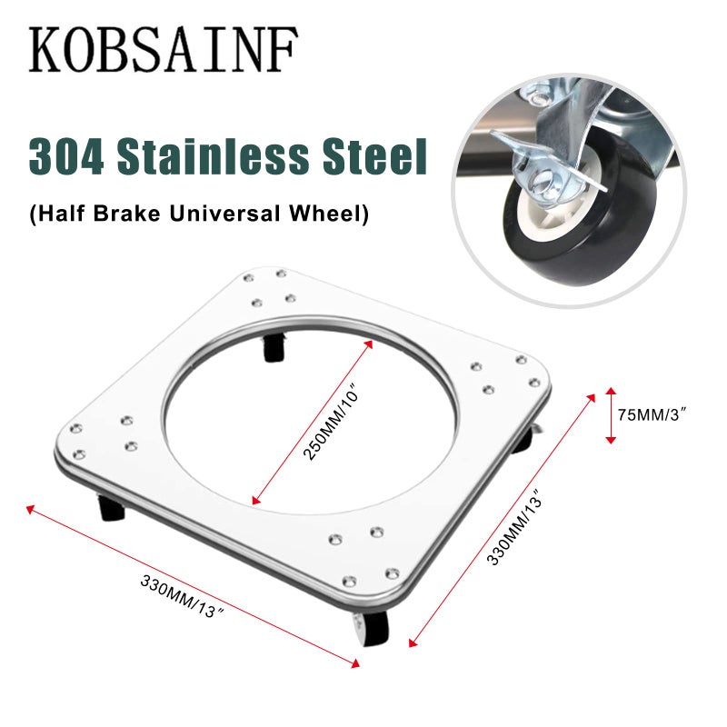 KOBSAINF 304 Movable Propane Cylinder Base,Propane Tank Stand Dolly with Brake Wheel,5-30ib Gas Cylinder Fixed Shelf for Cylinder Consignment and Stationary Storage,Used to Carry Buckets - Image 2