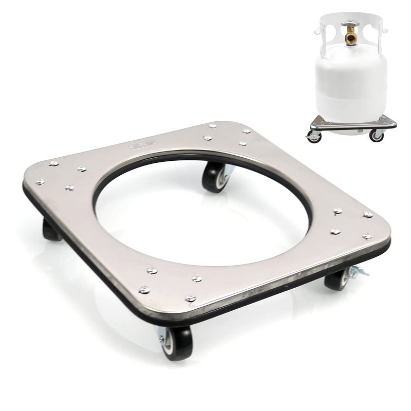 KOBSAINF 304 Movable Propane Cylinder Base,Propane Tank Stand Dolly with Brake Wheel,5-30ib Gas Cylinder Fixed Shelf for Cylinder Consignment and Stationary Storage,Used to Carry Buckets - Image 1