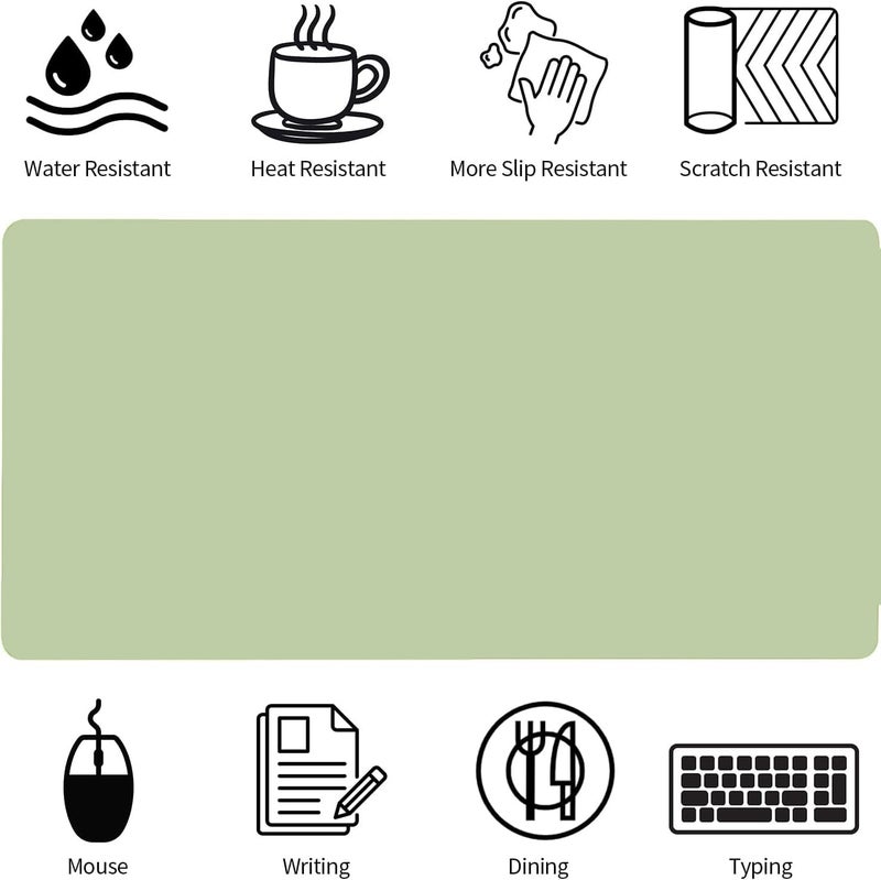 Bloss Green Desk Mat, Desk Matt for Desktop, Large Leather Desk Pad, Desk Pad Mat Waterproof, Computer Mat for Office Work/Home/Decor (31.5 x 15.7 Inches) - Image 4