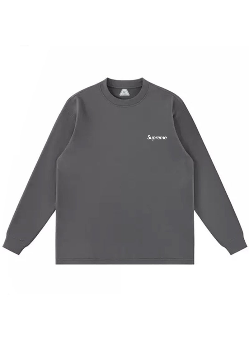 SUPREME men and women spring and autumn cotton loose long sleeve T-shirt - Image 3