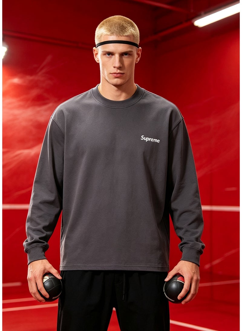 SUPREME men and women spring and autumn cotton loose long sleeve T-shirt - Image 5
