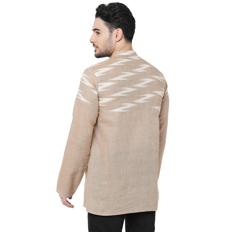 ARCHATTIRE Men’s Beige Cotton Ikat Weave Kurta for Men - Image 2