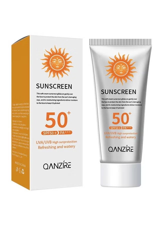 QANZIRE SPF 50+ PA+++ Mineral Sunscreen - Safe, natural sunscreen - Water-resistant sunscreen - Broad-UVA/UVB High sunprotection-Refreshing and watery-Pure Botanical Sunscreen Lotion,50g - Image 1