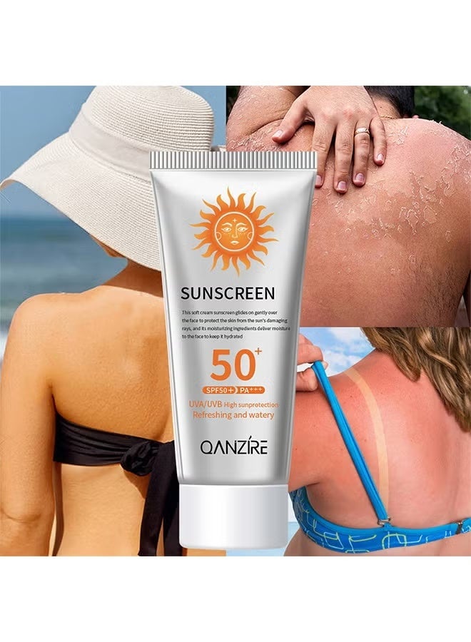 QANZIRE SPF 50+ PA+++ Mineral Sunscreen - Safe, natural sunscreen - Water-resistant sunscreen - Broad-UVA/UVB High sunprotection-Refreshing and watery-Pure Botanical Sunscreen Lotion,50g - Image 5