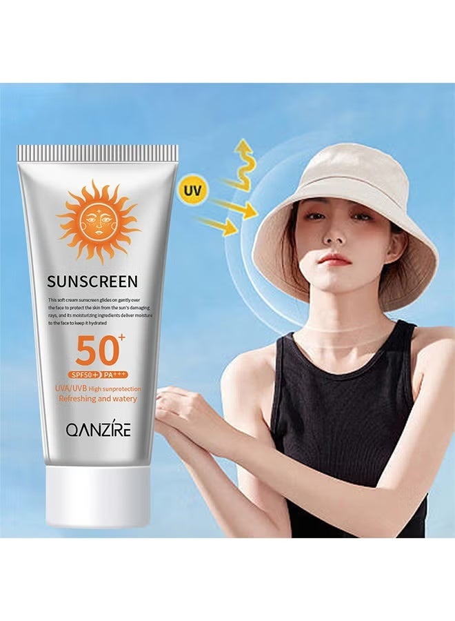 QANZIRE SPF 50+ PA+++ Mineral Sunscreen - Safe, natural sunscreen - Water-resistant sunscreen - Broad-UVA/UVB High sunprotection-Refreshing and watery-Pure Botanical Sunscreen Lotion,50g - Image 3