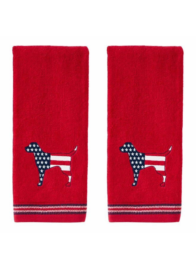 SKL Home Patriotic 4th of July Red White & Blue Hound hand towel, (2-Pack), 2 Count - Image 1