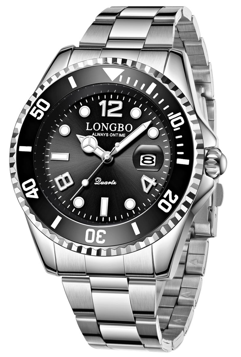 LONGBO Master Royale Analog Watch For Men (Silver-Black, Stainless Steel) - Image 1