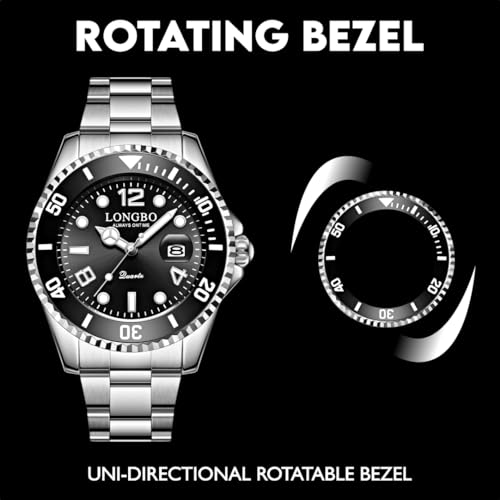 LONGBO Master Royale Analog Watch For Men (Silver-Black, Stainless Steel) - Image 3