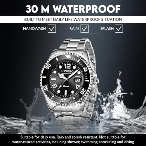 LONGBO Master Royale Analog Watch For Men (Silver-Black, Stainless Steel) - Image 5