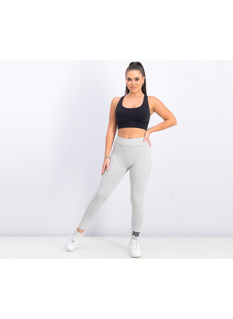 PUMA Womens Essential Logo Leggings, Heather Gray  - Image 2