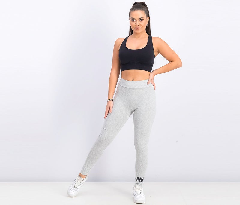 PUMA Womens Essential Logo Leggings, Heather Gray - Image 2