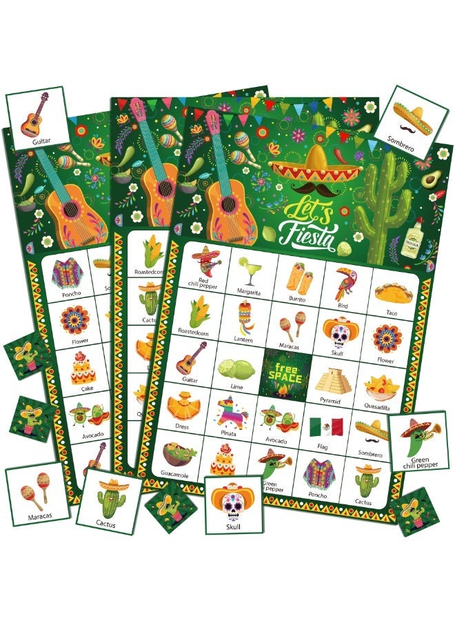 FRUITFUL PARTY Mexico Fiesta Bingo Game Cards, 38pcs Cinco De Mayo Bingo Games Cinco de Mayo Bingo Game Cards for Mexican Fiesta Party Decorations Taco Party Decoration Supplies - Image 1