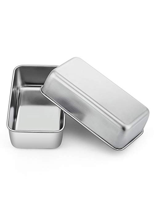 P&P CHEF PP CHEF Loaf Pan Set 9 x 5 Inch Bread Pans Stainless Steel Loaf Toast Baking Pans For Bread Meatloaf Lasagna Cake Healthy  Non Toxic Oven  Dishwasher SafeSilver 2Pcs 