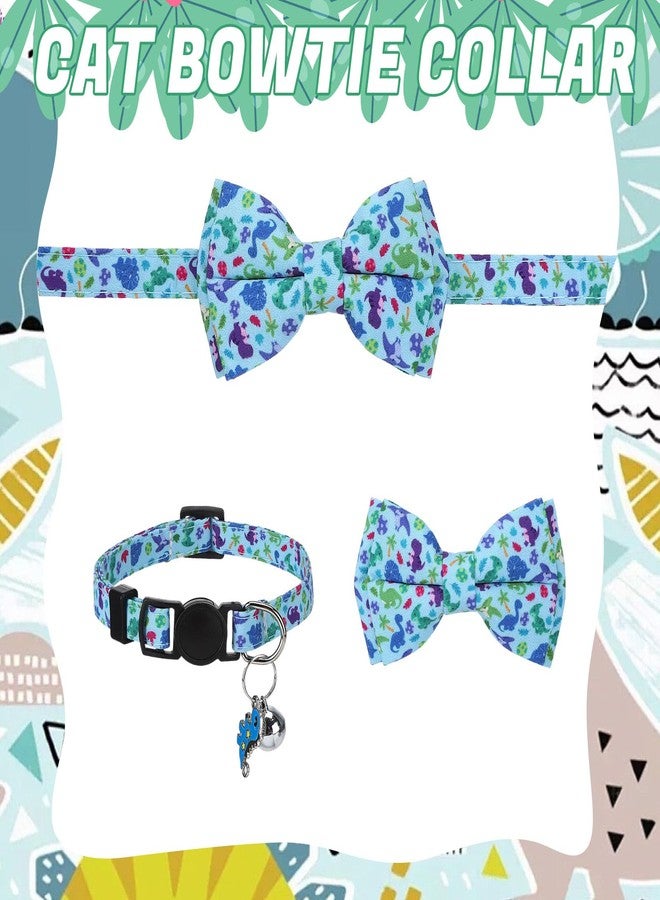 XLSXEXCL 4 Pcs Breakaway Cat Collar with Bow Tie and Bell Dinosaurs Cat Kitten Collar with Removable Bowtie Adjustable Safety Collars for Boy Cats - Image 5
