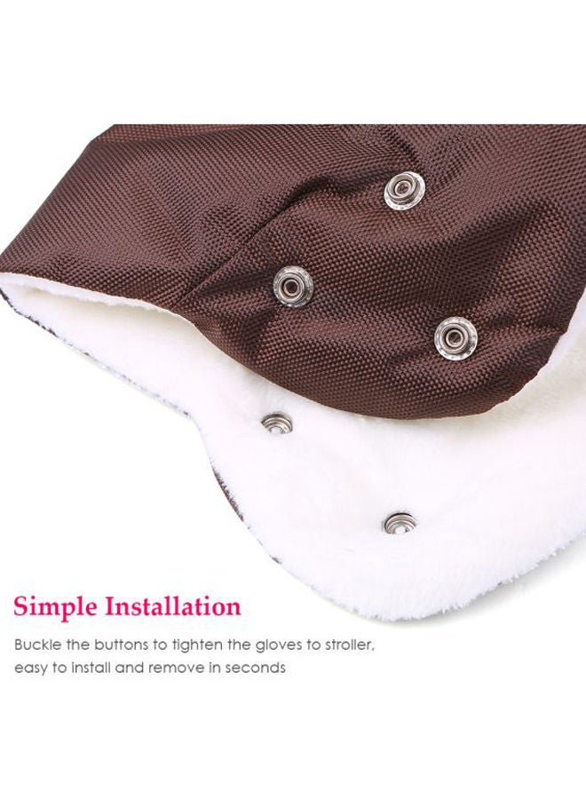 Stroller Hand Muff Winter Extra Thick Pushchair Gloves Baby Stroller Thick Plush Warm Gloves With Windproof Pram Handlebar For Cold Weather(Dark Brown) - Image 2