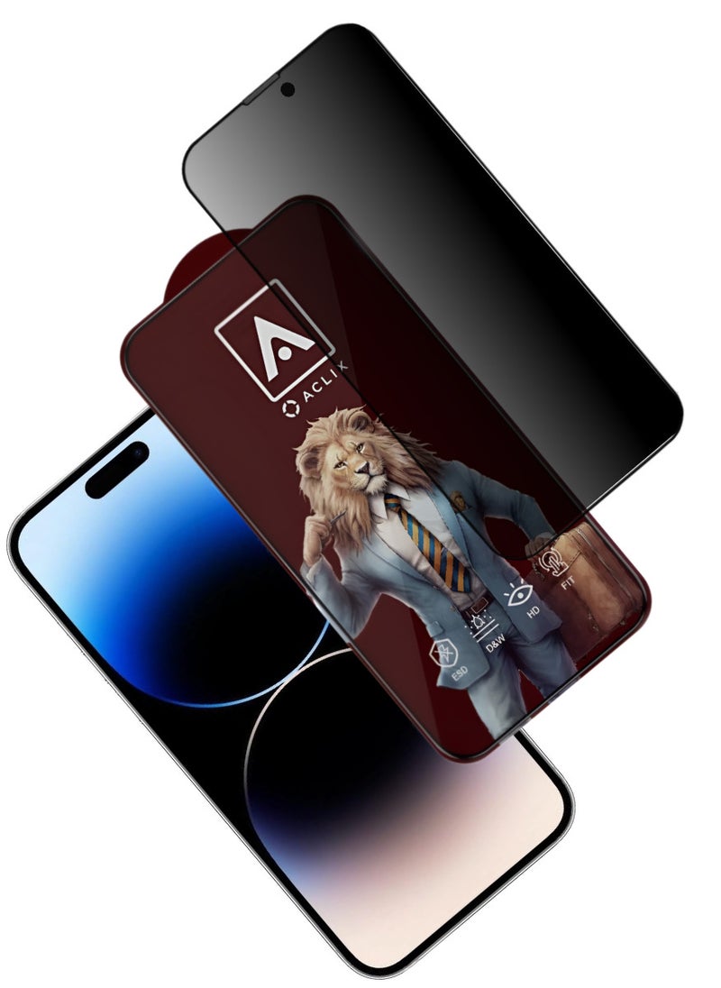 ACLIX Antistatic ESD Dustproof Premium Quality High Definition Anti-Spy Privacy Tempered Glass Screen Protector Designed For  iPhone 14 Pro Max - Image 1