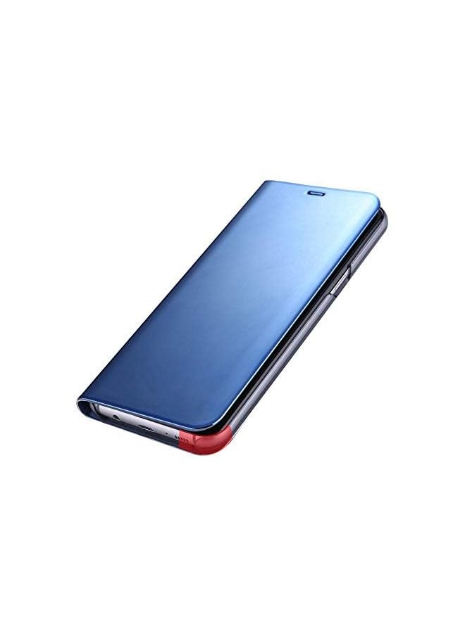 Zaboon - Samsung Galaxy S7 Edge Clear View Stand Mirror Case Shockproof Flip Cover Case Blue - Image 1