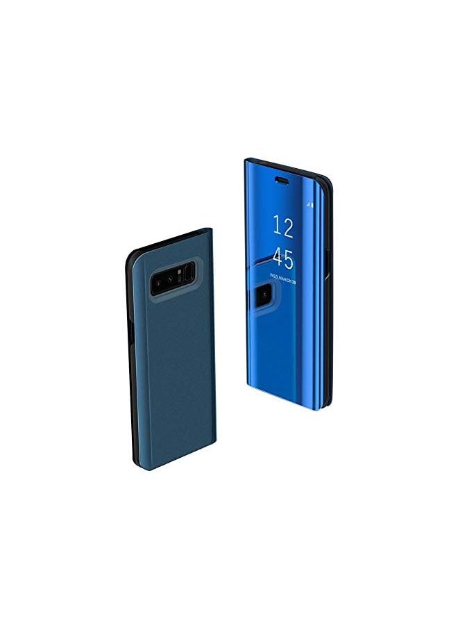 Zaboon - Samsung Galaxy S7 Edge Clear View Stand Mirror Case Shockproof Flip Cover Case Blue - Image 1