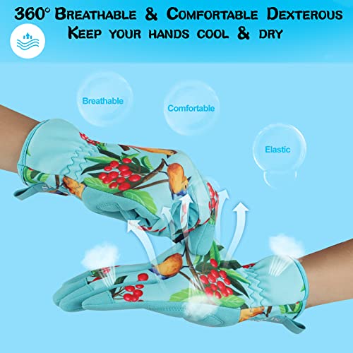 SLARMOR Leather-Gardening-Gloves for Women - Thorn-Proof Work-Gloves with Touch Screen for Weeding, Digging, Planting, Pruning Yard Gloves，Well-Designed Gardening Gifts for Women Gardeners-Medium - Image 3